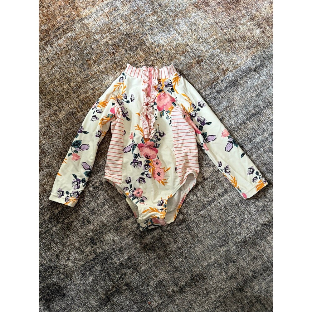 Jessica Simpson Floral Long Sleeve Swimsuit 24M